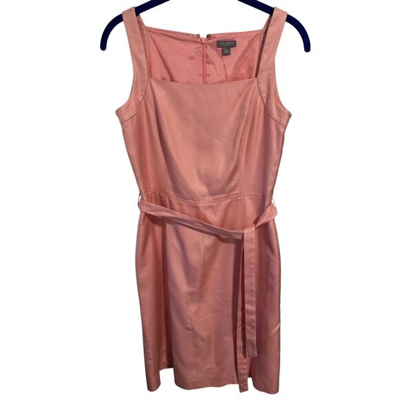 Ann Taylor 100% Silk pink A-line dress with waist sash. - Picture 2 of 9